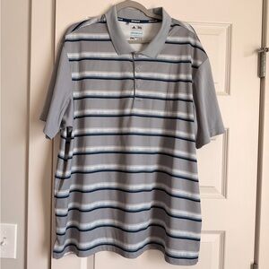 Adidas Men's Gray Striped Polo Shirt, 2XL